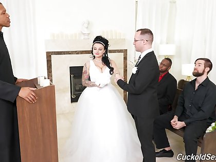 Groom watches his BBW copulate banged by others primarily the wedding day